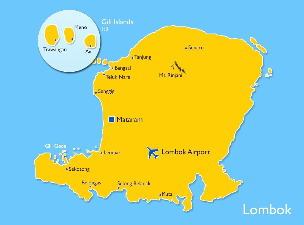 Lombok to Gili Islands Map